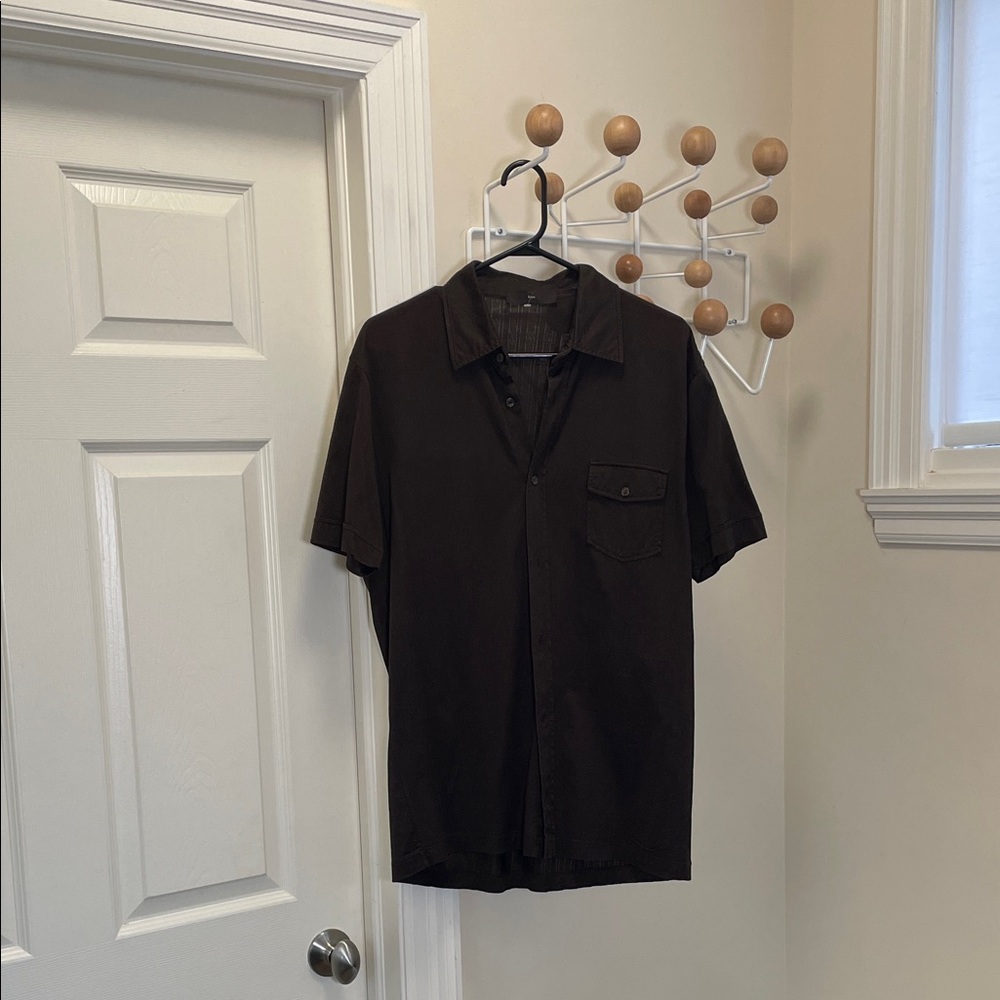 Zegna - Short Sleeve Button Down Shirt - Brown - M